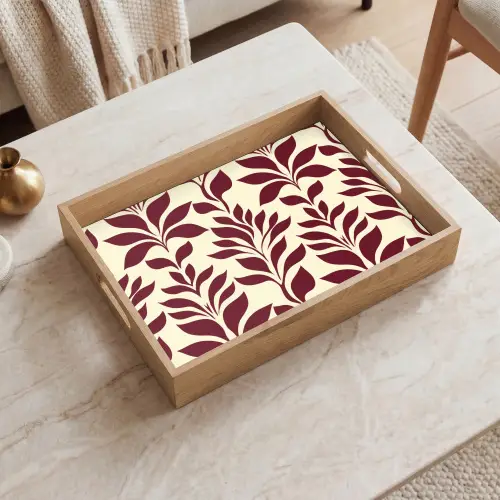 Abstract - Bladeren - Burgundy Dienblad Rechthoek middel 911 -sfeer1