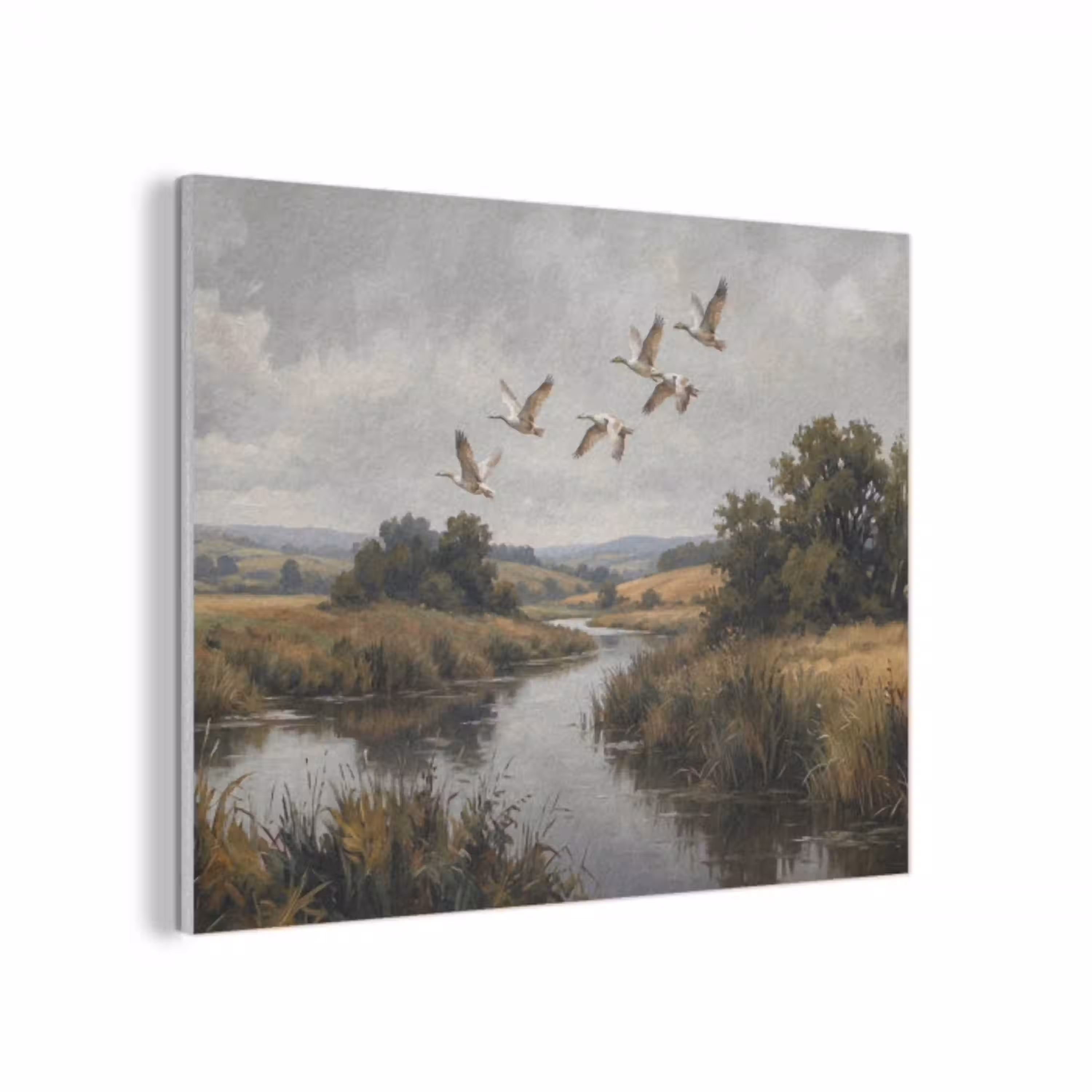 Eenden - Rivier - Landschap - Vlucht - Nostalgisch PET vilt klein -3d