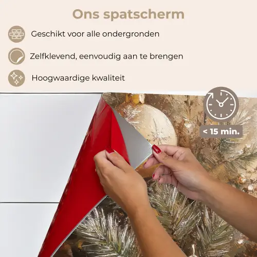 Kerst - Kerstballen - Beige - Goud keuken achterwand spatscherm klein -spatscherm_NL