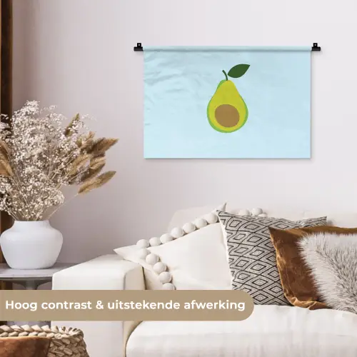 Avocado - Illustratie - Groene - Vrucht Wandkleed katoen klein -sfeer1