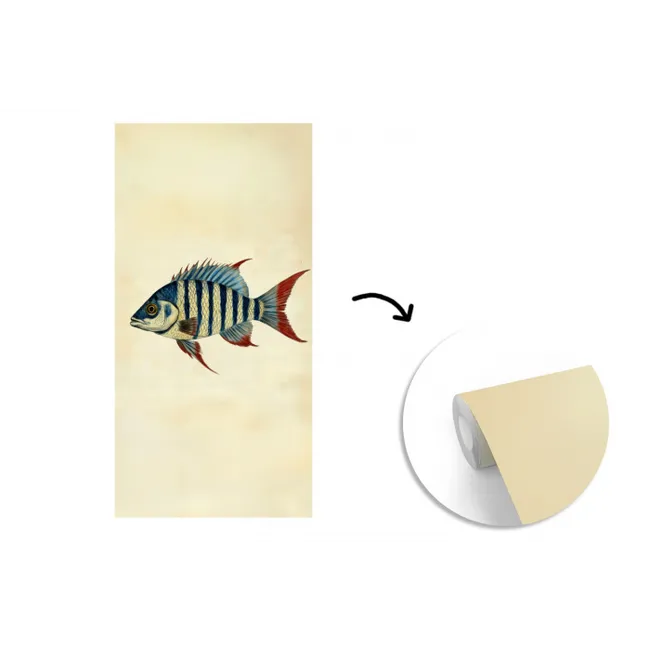 Gestreept - Donkerblauw - Rugvin - Vis fotobehang vinyl groot -3d