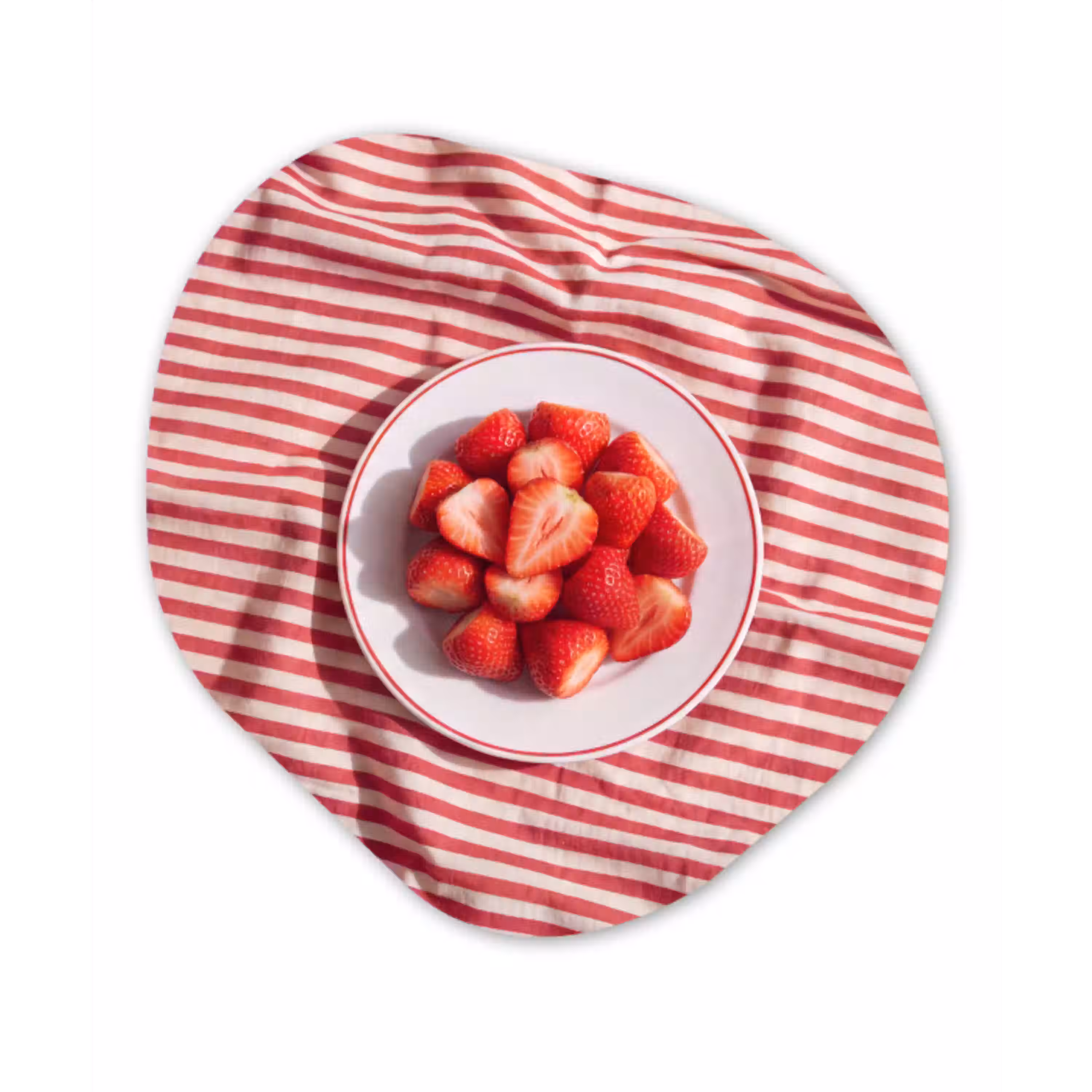 Eten - Aardbeien - Fruit - Zomer - Rood Wandcirkel Organisch Aluminium middel -3d