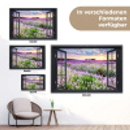Uitzicht op Lavendelveld bij Zonsondergang tuinposter los doek klein -Xsfeer9_DE