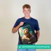 Goudkleurige puppy in het gras Rugzak - Zwart middel -sfeer7_NL