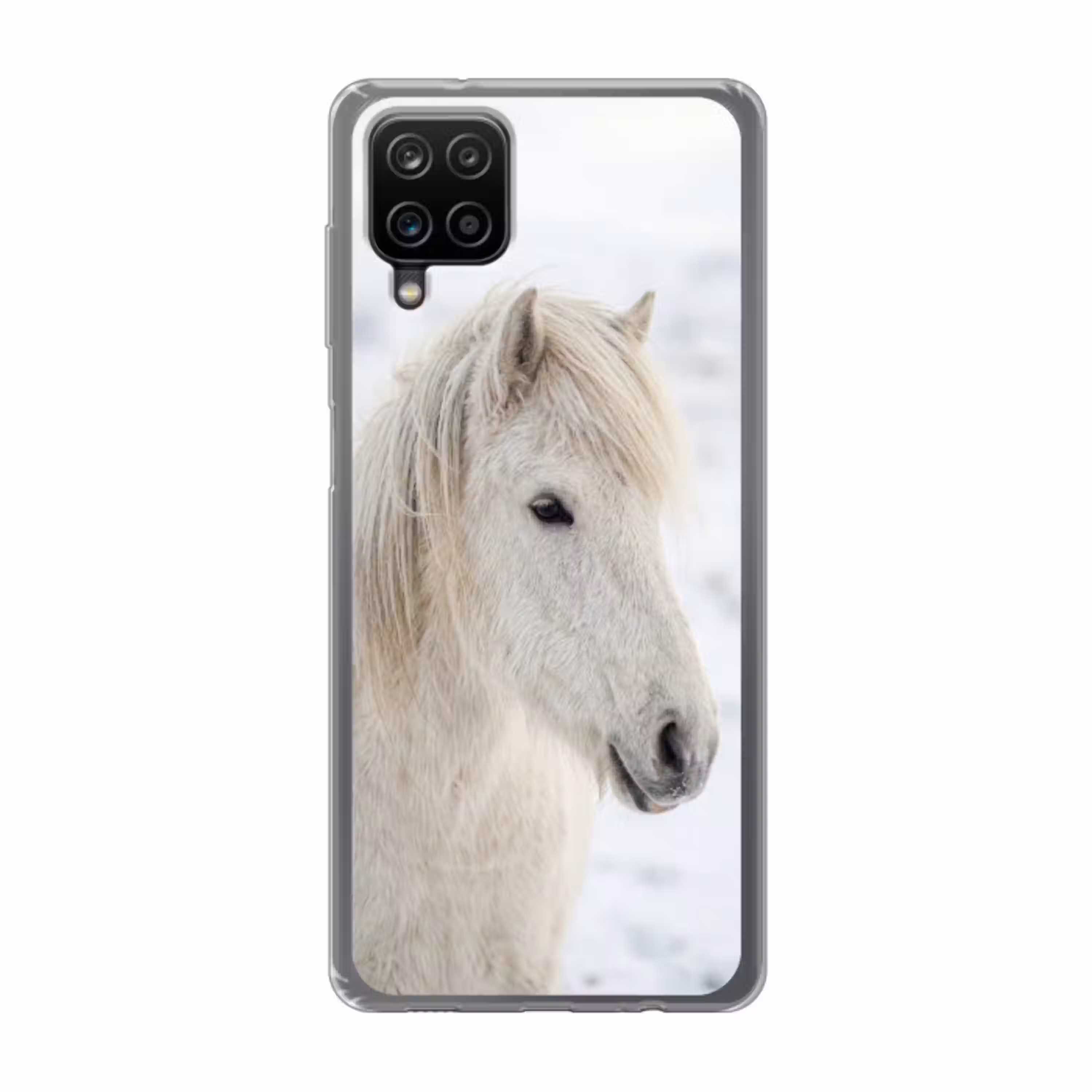 Paard - Kop - Winter - Dieren - Wit Telefoonhoesje Samsung Galaxy A12 klein -3d
