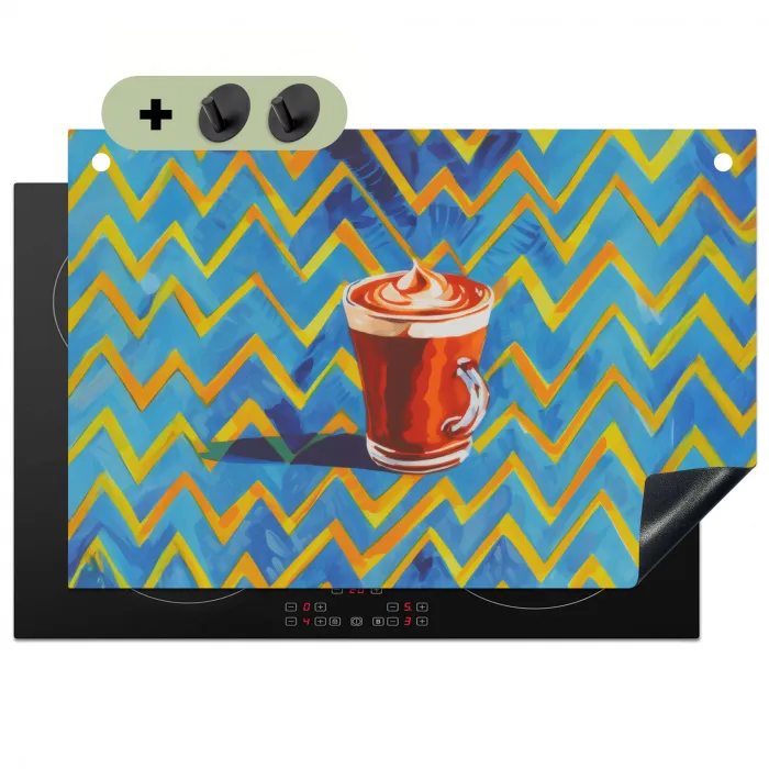 Mok - Koffie - Zigzag - Slagroom Inductie beschemer met haakjes klein -3d