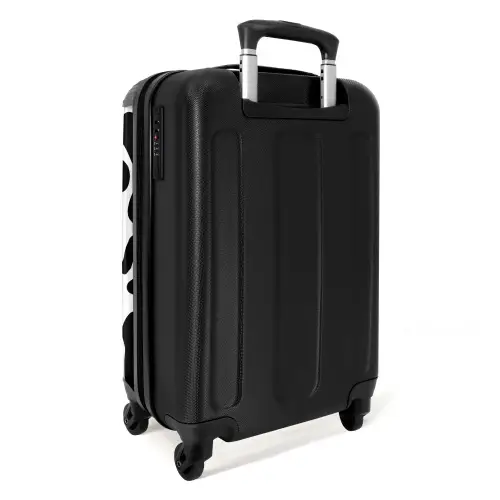 Zwarte koeienvlekken over een witte achtergrond NBS - Handbagage koffer - Volwassenen Unisex middel -achterkant
