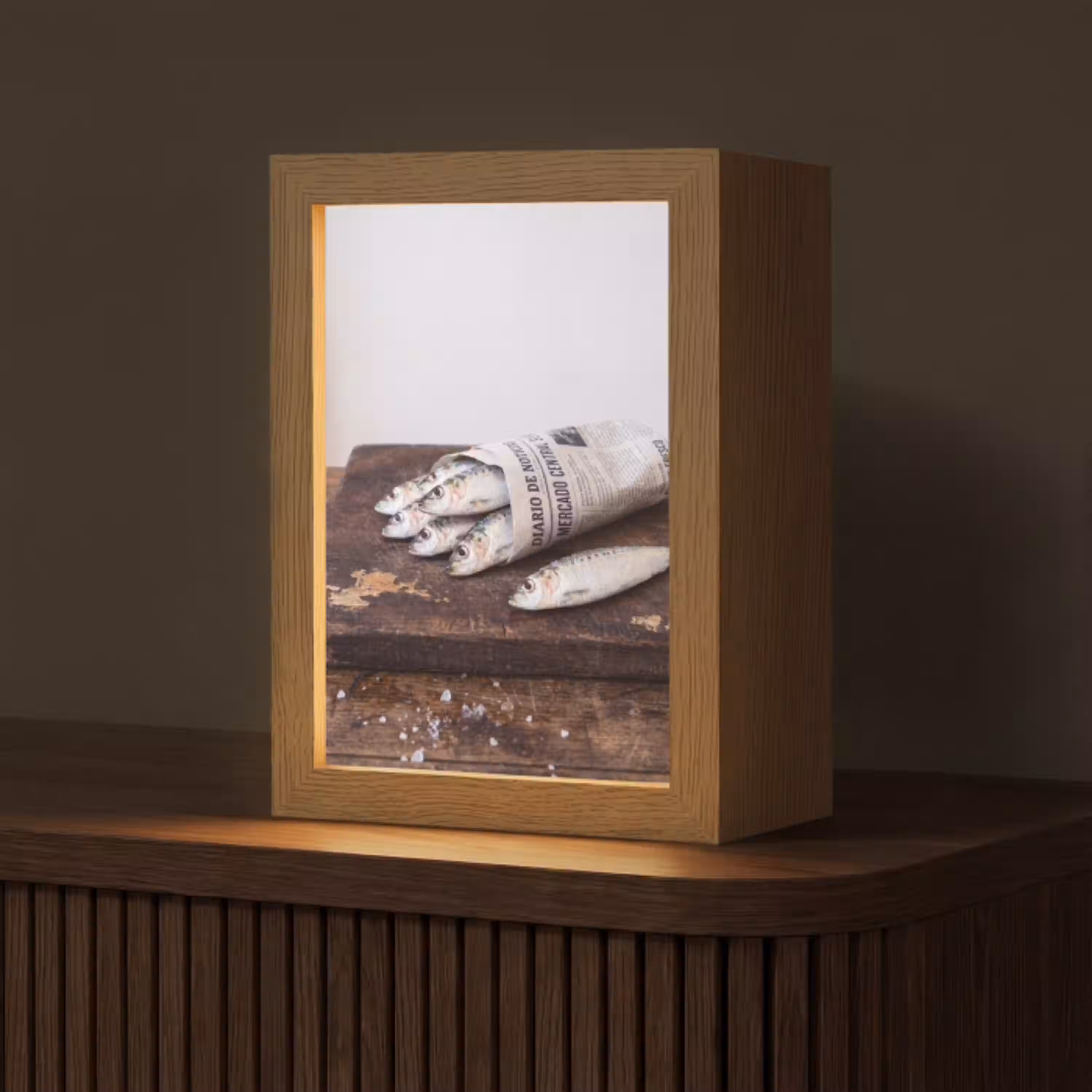Sardientje - krant - snijplank Light Box met kabel (Tafellamp) klein -z3d_website