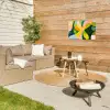 Abstract - Geel - Roze - Groen Tuinposter op houten frame 2 cm dik klein -sfeer2