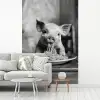 Varken - Schattig - Spaghetti - Zwart wit - Dier fotobehang vinyl groot -woonkamer