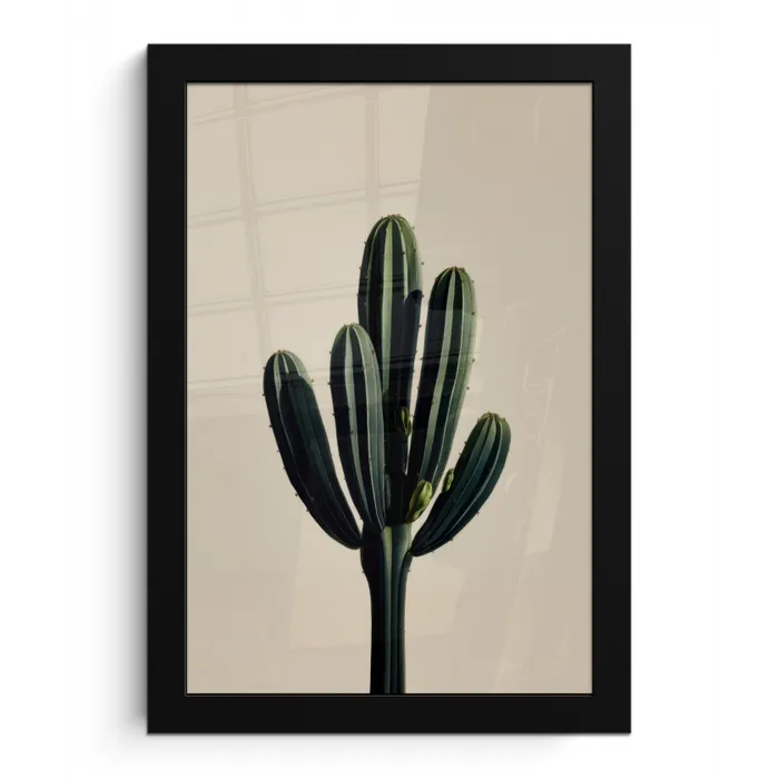 Cactus - Subtiel - Groen fotolijst zwart zonder passe partout klein -3d