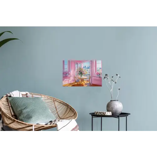 Pink - City - Bloemen Muursticker klein -plant