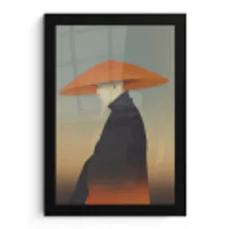 Minimalistisch - Silhouet - Oranje fotolijst zwart zonder passe partout klein -3d