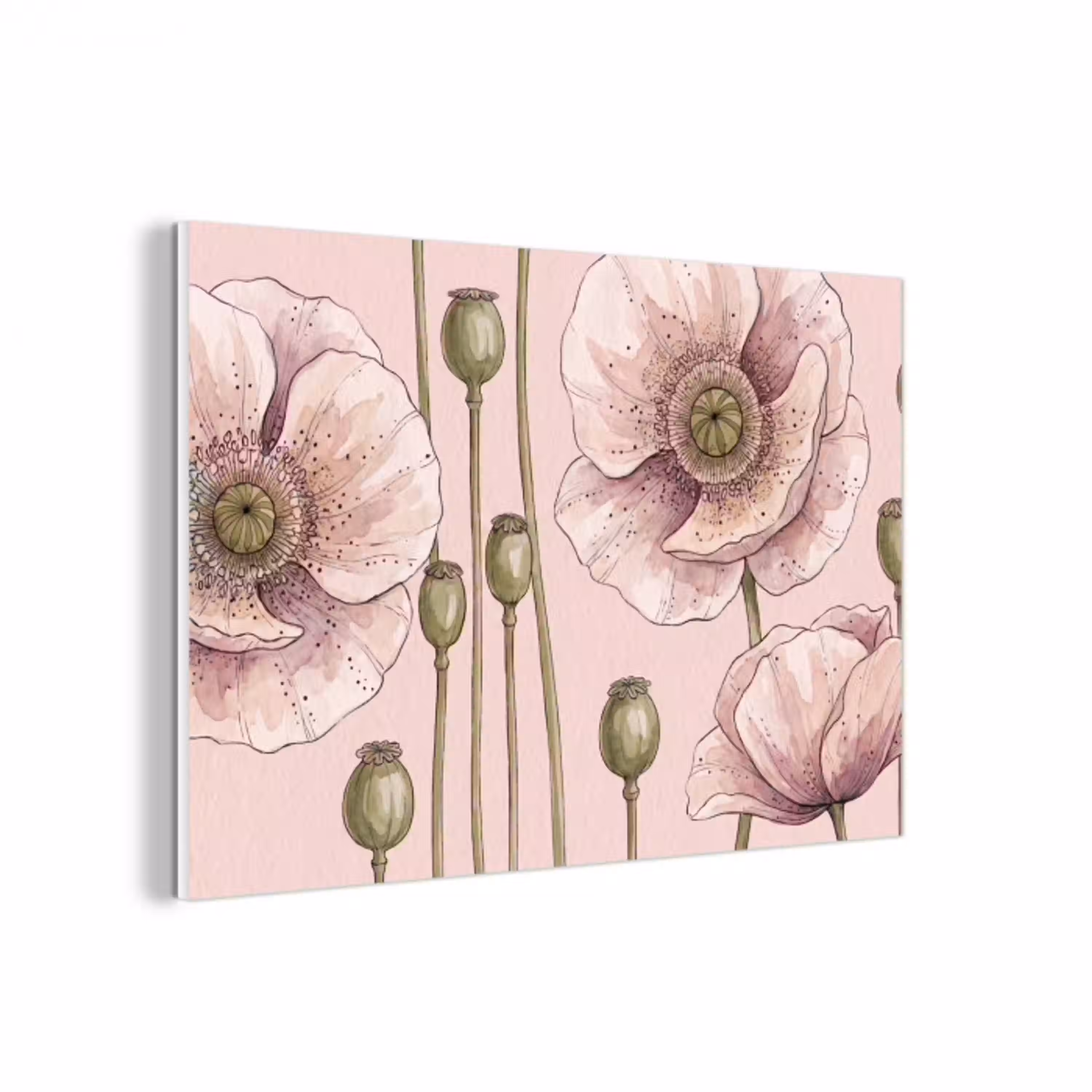 Bloemen - Zomer - Natuur - Aquarel - Roze forex 5mm xxl -3d