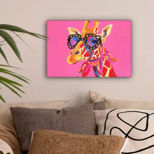 Giraf - Roze - Bril - Sjaal canvas 2cm klein -sfeer1