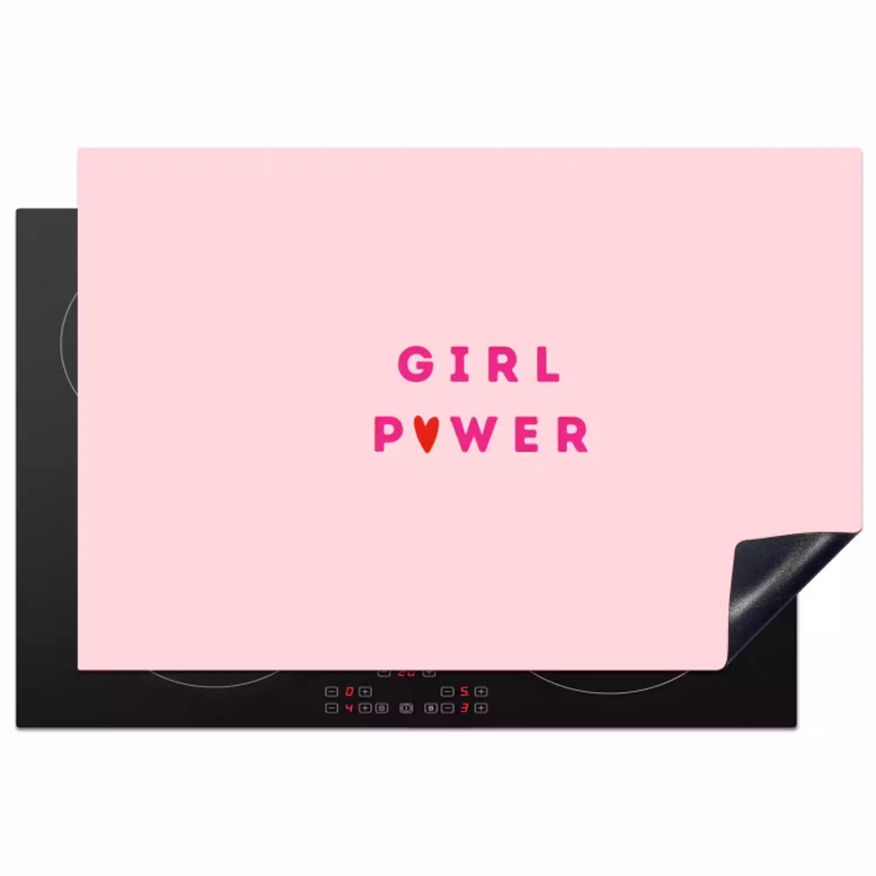 Girl power - Roze - Hartje Inductie beschermer vinyl 3mm klein -3d