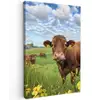 Koe - Weide - Bloemen Tuinposter op houten frame 2 cm dik klein -3d