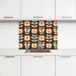Bloemen - Retro - Bruin keuken achterwand 2 middel 865 -3d