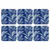 Blad - Palm - Blauw onderzetter kurk middel 366 -3d