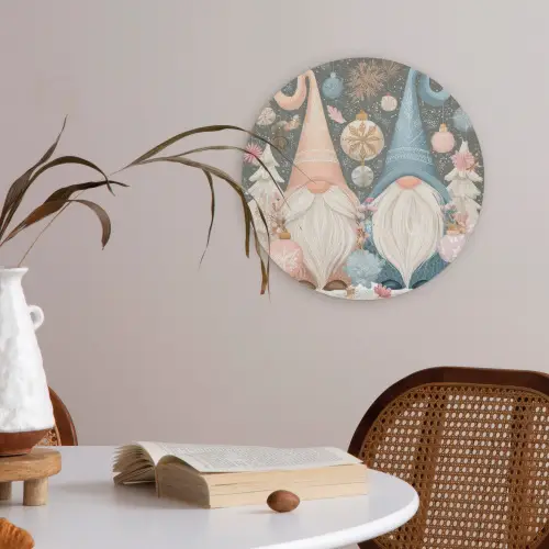 Kerst - Gnomen - Pastel Akoestische PET Vilt - Rond klein -sfeer3