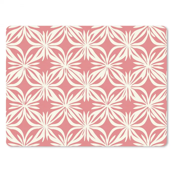 Roze - Bloemenmotief - Wit - Modern muismat rubber klein 262 -3d