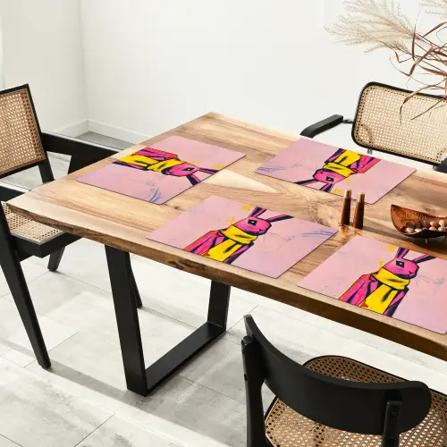 Abstract - Konijn - Sjaal - Geel Placemat vinyl groot -zzsfeer4_Kitchenyeah-website