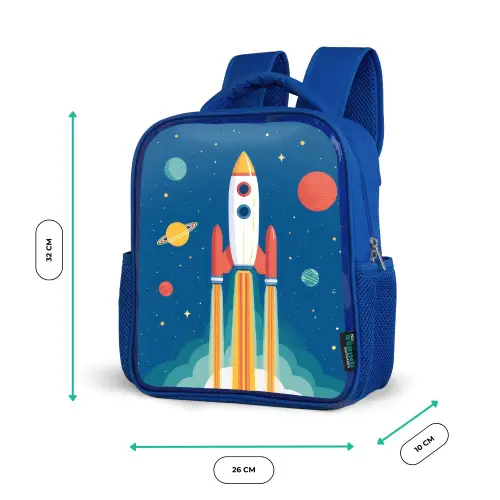 Raket - Planeten - Ruimte Kinderrugzak - Blauw middel -productfoto_formaten
