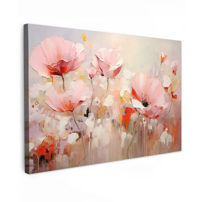 Bloemen - Watercolor - Roze - Abstract - Kunst canvas 2cm klein -z3d
