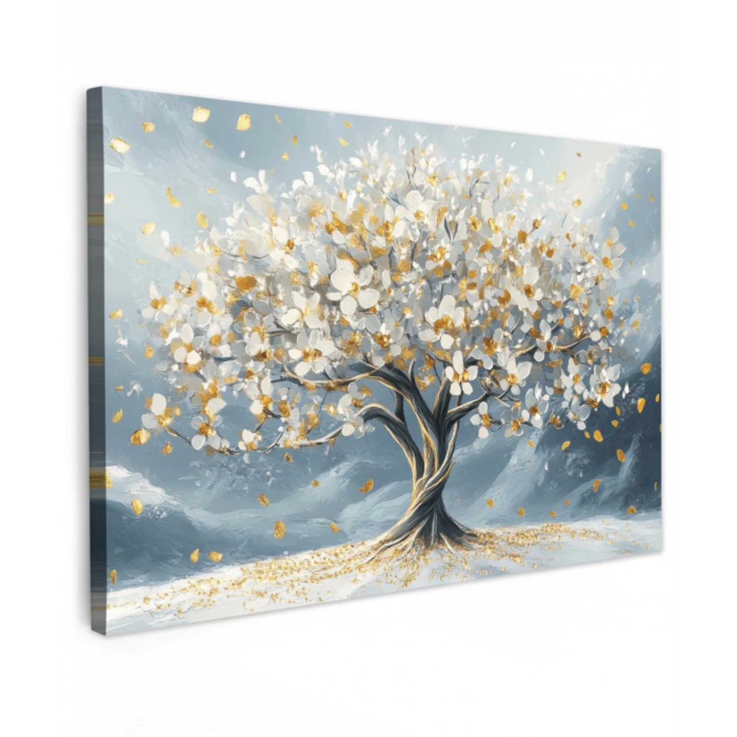 Boom - Winter - Levensboom - Modern - Goud canvas 2cm klein -z3d