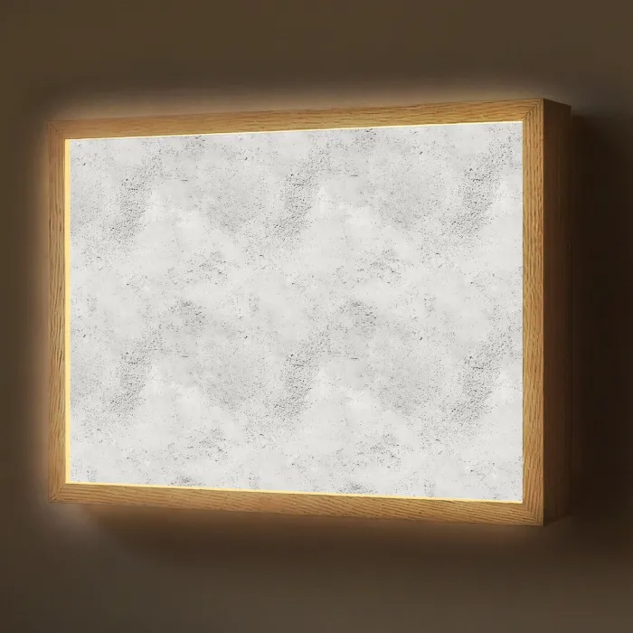 Lichtgrijs - Ruw - Subtiel Light Box met batterij (Wandlamp) middel 907 -z3d_website
