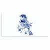 Vogel - Delfts blauw - Illustratie - Bloemen Muismat XXL klein -3d_leeg