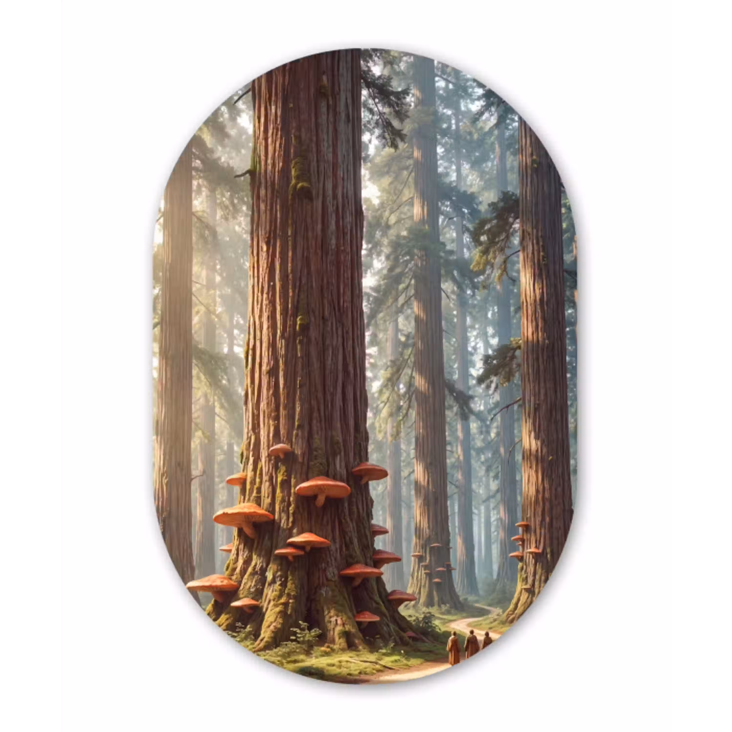 Bos - Bomen - Natuur Wandcirkel Ovaal Glas middel -3d