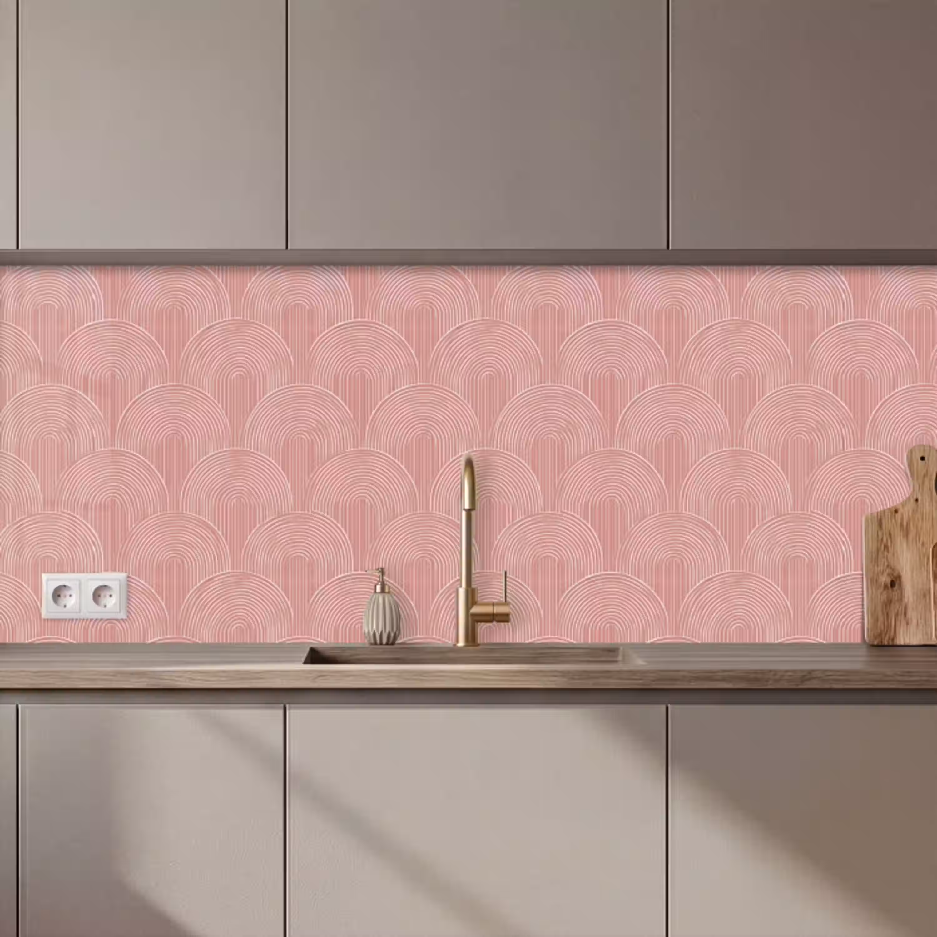 Oudroze - Bogen - Deco - Lijnen keuken achterwand 2 middel 871 zz_3dshopping