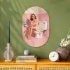 Roze - Retro - Vrouw Wandcirkel Ovaal Forex klein -sfeer2
