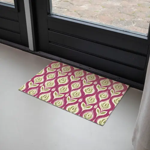 Retro - Floraal - Paars Deurmat klein 898 -sfeer2