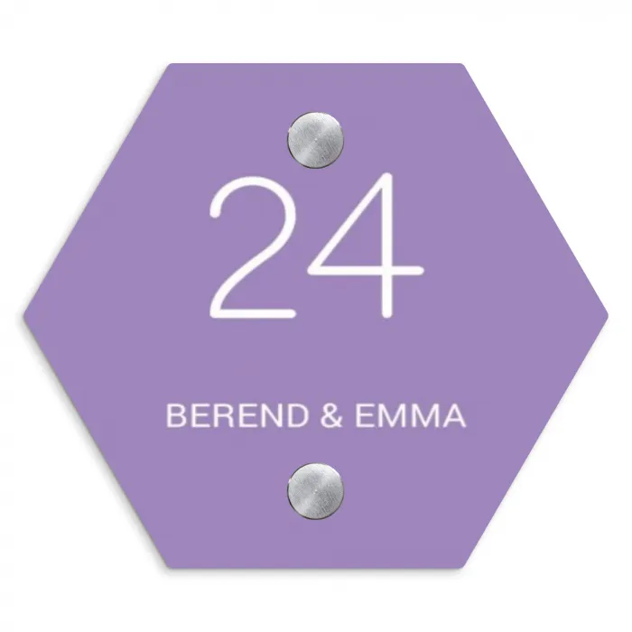 Paars - Klassiek Naambord Hexagon klein -3d