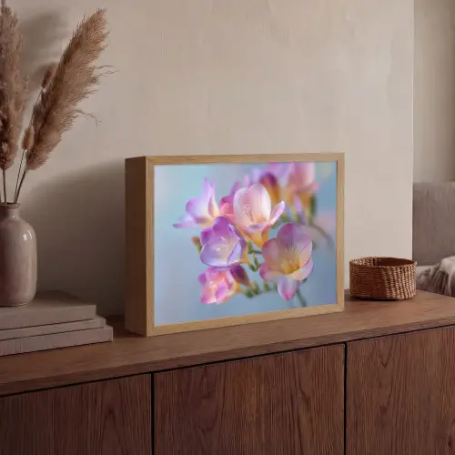 Bloemen - Paars - Overloop - Meeldraden Light Box met batterij (Wandlamp) middel -sfeer2