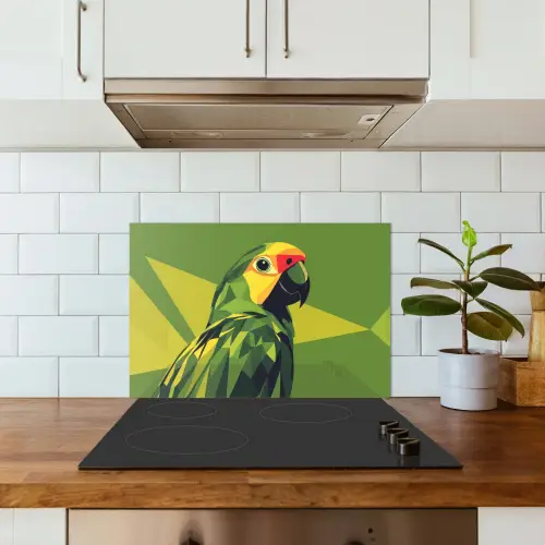 Papegaai - Groen - Snavel - Abstract keuken achterwand spatscherm klein -sfeer2