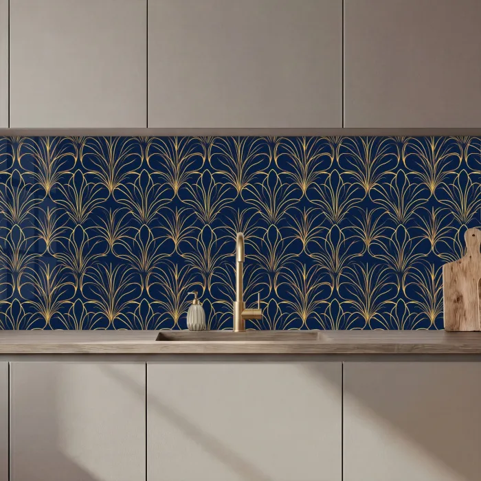 Deco - Waaier - Blauw keuken achterwand 2 middel 871 zz_3dshopping
