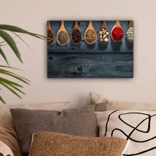 Kruiden - Lepels - Hout - Keuken - Specerijen - Industrieel canvas 2cm klein -sfeer1