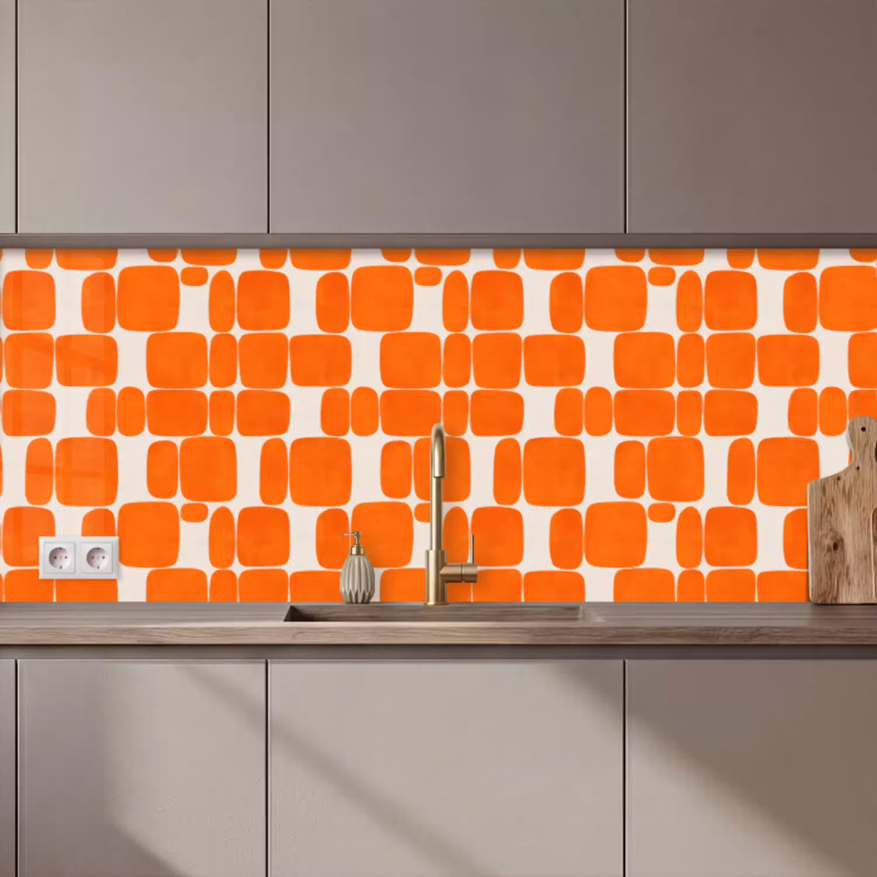 Patroon - Retro - Oranje keuken achterwand 2 middel 871 zz_3dshopping