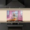 Pink - City - Bloemen keuken achterwand spatscherm klein -sfeer1