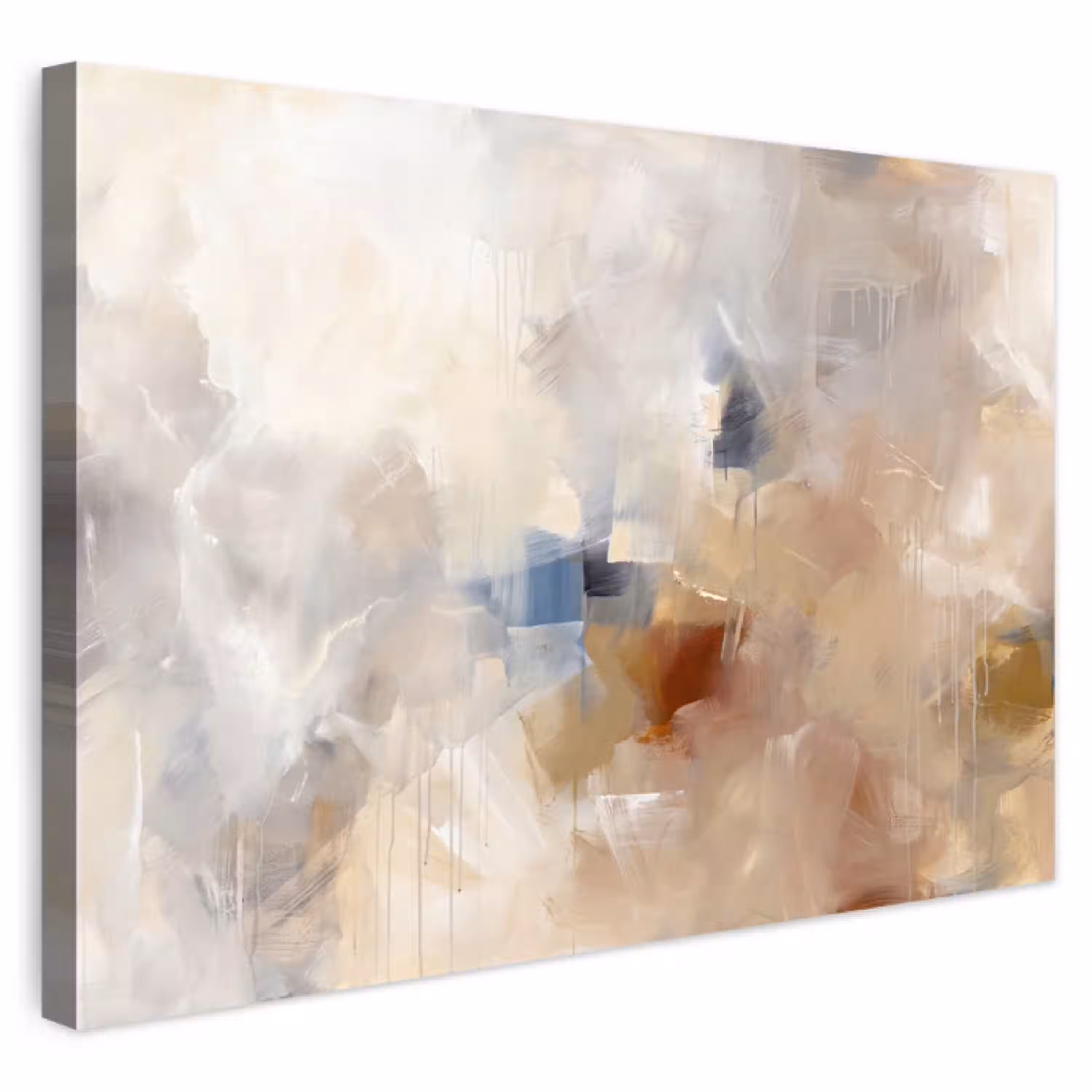 Abstract - Borstelstreken - Modern - Beige - Kunst Tuinposter op houten frame 2 cm dik klein -3d