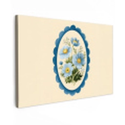 Lijst - Bloemen - Lichtblauw - Illustratie Tuinposter op houten frame 2 cm dik klein -3d