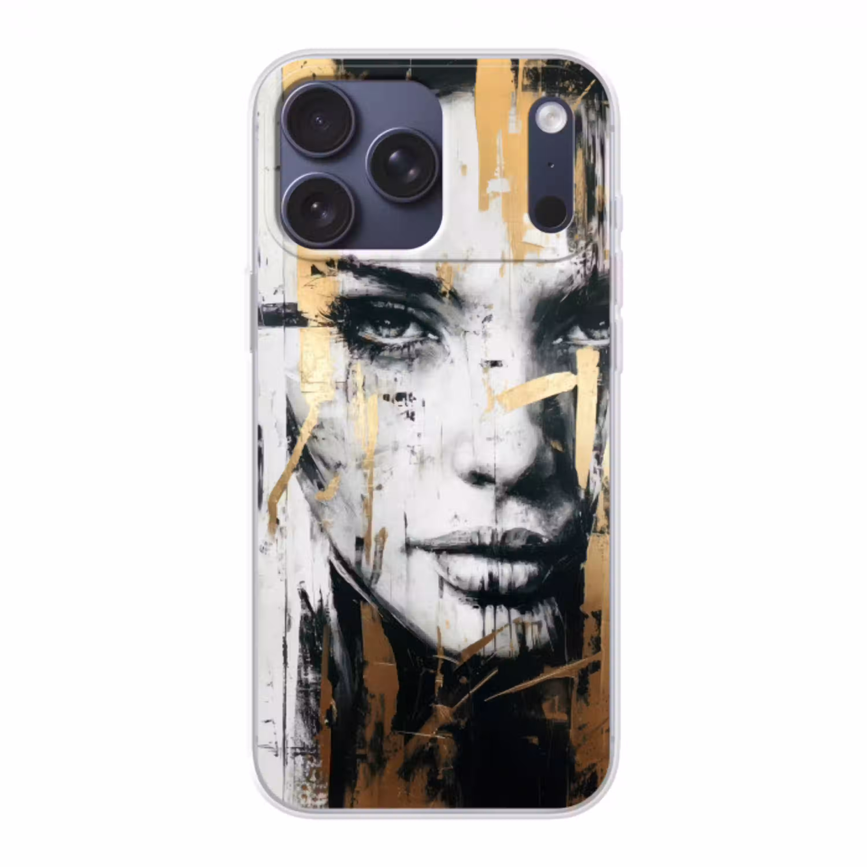 Portret - Vrouw - Penseelstreken - Goud Telefoonhoesje iPhone 17 Pro Max klein -3d