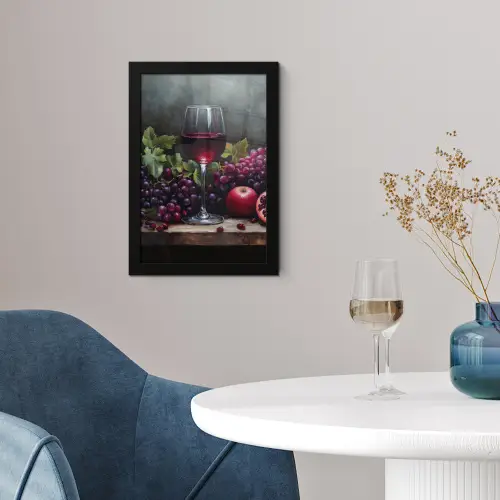 Wijn - Fruit - Stilleven fotolijst zwart zonder passe partout klein -sfeer4