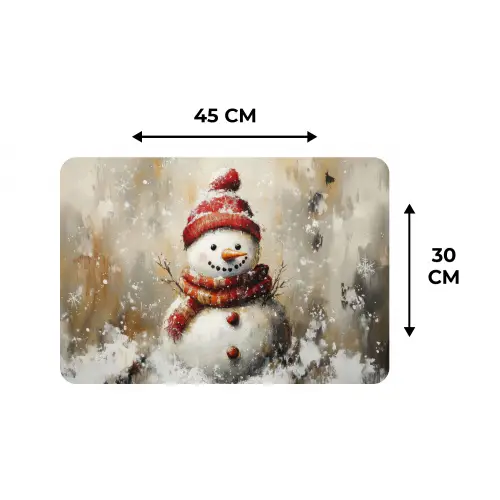 Sneeuwpop - Winter - Sneeuw - Beige Placemat vinyl groot -specs