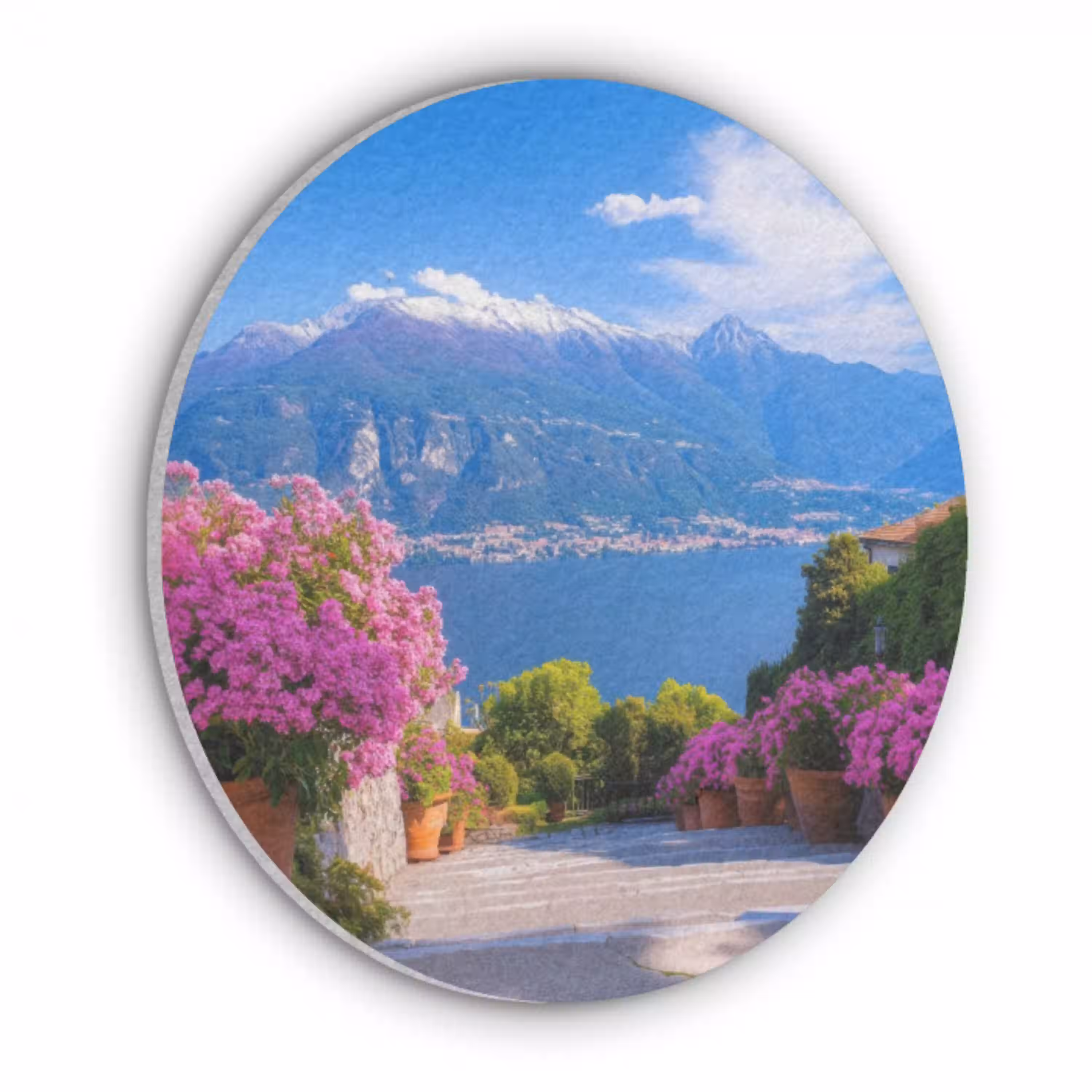 Lake Como - Italië - Landschap Akoestische PET Vilt - Rond klein -3d