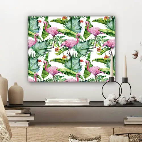 Inductie beschermer - Flamingo - Bladeren - Afdekplaat voor kookplaat - Tropisch canvas 2cm klein -sfeer6