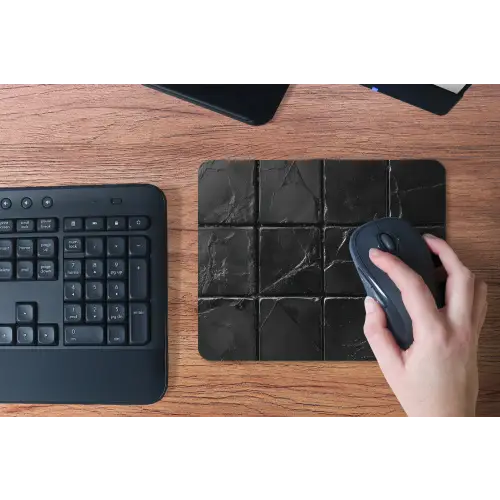 Zwart - Tegels - Steen muismat rubber klein -toetsenbord
